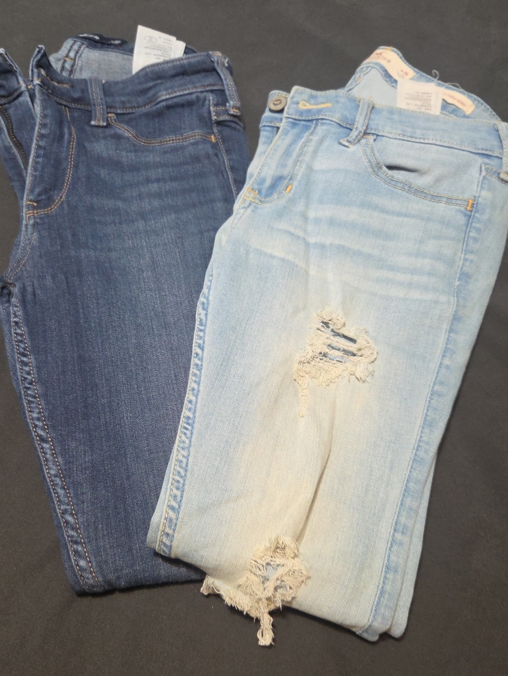 Hollister Skinny Jeans Duo — Light Blue Distressed & Dark Blue Stretch